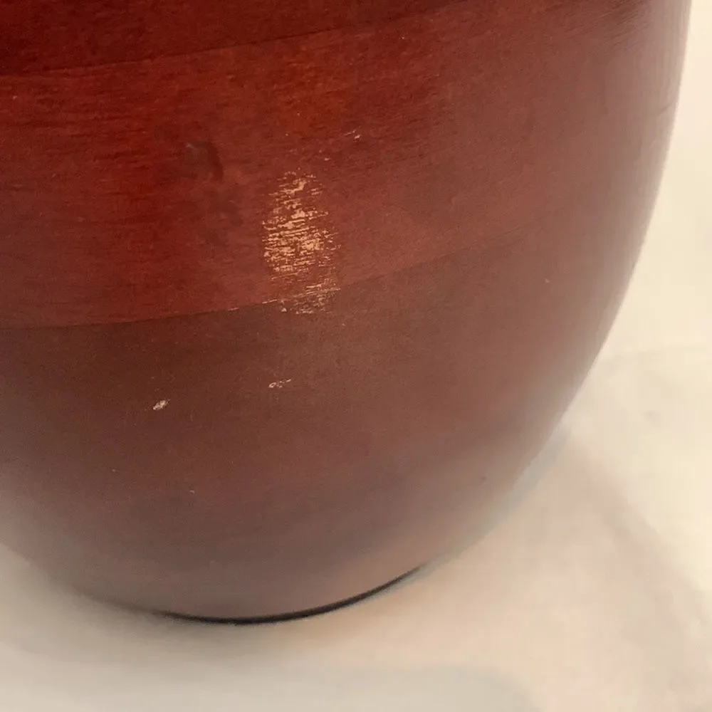 India Wood Handcrafted Vase 15 Inches Tall 2 Toned Accent Floral Decorative
